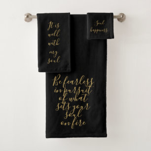 Elegant Modern Black Gold Chic DIY Well With Soul Bath Towel Set