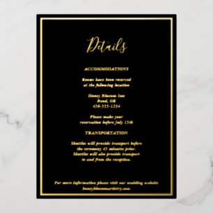 Elegant Modern Black Gold Details Enclosure Card