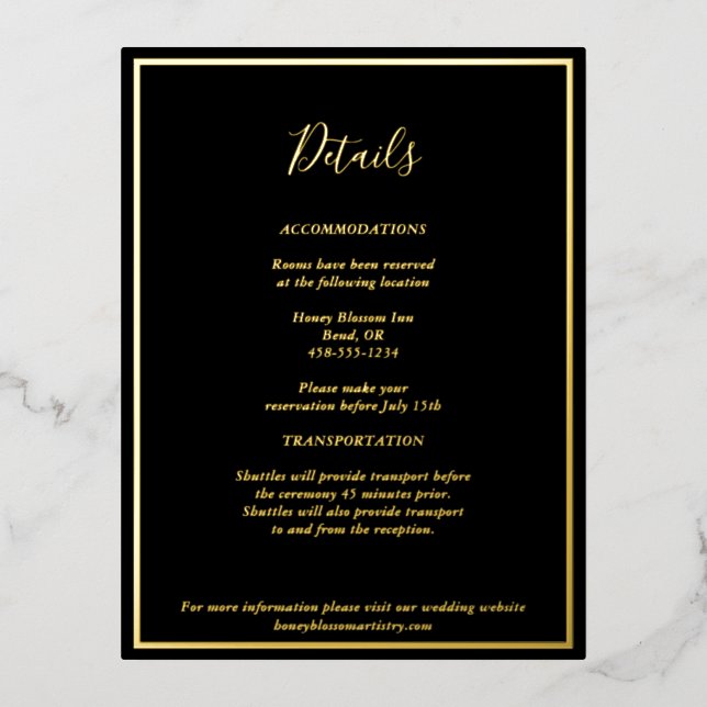 Elegant Modern Black Gold Details Enclosure Card (Front)