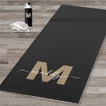 Elegant Modern Black Gold Initial Name Monogram Yoga Mat<br><div class="desc">Create Your Own Personalized Modern Bold Script Name Monogram Black and Gold Double-Sided Yoga Mat. This pretty, luxury yoga mat features a stylish monogram design with a sleek black background and a bold gold initial, beautifully complemented by a flowing white script name for a personal touch. Designed for both sides,...</div>