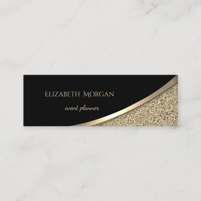 Elegant  Modern Black, Gold  Marble Mini Business Card (Front)