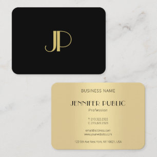 Elegant Modern Black Gold Monogram Template Business Card