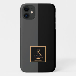 Elegant Modern Black Gold Monogrammed iPhone 11 Case