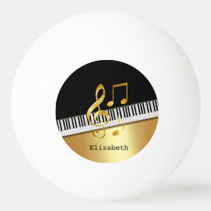 Elegant Modern Black Gold Music Notes,Piano Keys   Ping Pong Ball