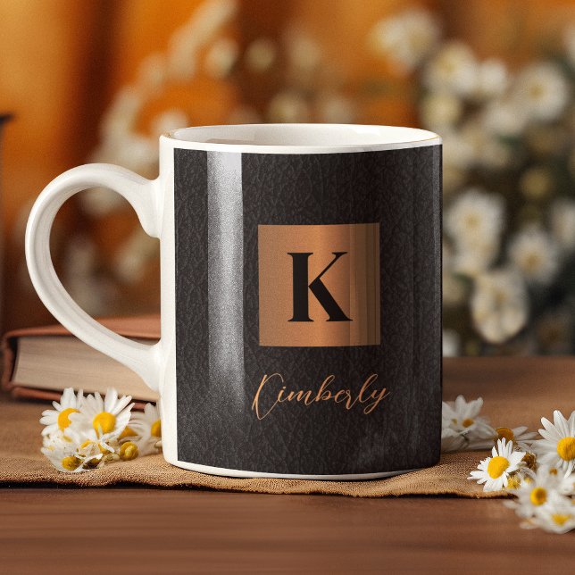 Elegant modern black gold name script monogrammed  coffee mug (Creator Uploaded)