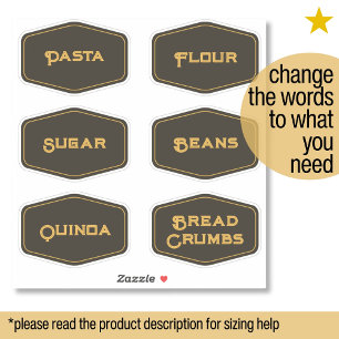 Elegant Modern Black Gold Pantry Food Jar Labels