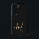 Elegant Modern Black Gold Script Monogram Samsung Galaxy Case<br><div class="desc">Elegant Modern Black Gold Script Monogram Phone Case.  An elegant gold script monogram combined with a clean white san-serif font makes for a contemporary look.</div>