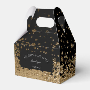 Elegant Modern Black Gold Spaltter wedding Favor Box