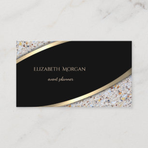 Elegant  Modern Black,Gold Stripe, Marble Business Card