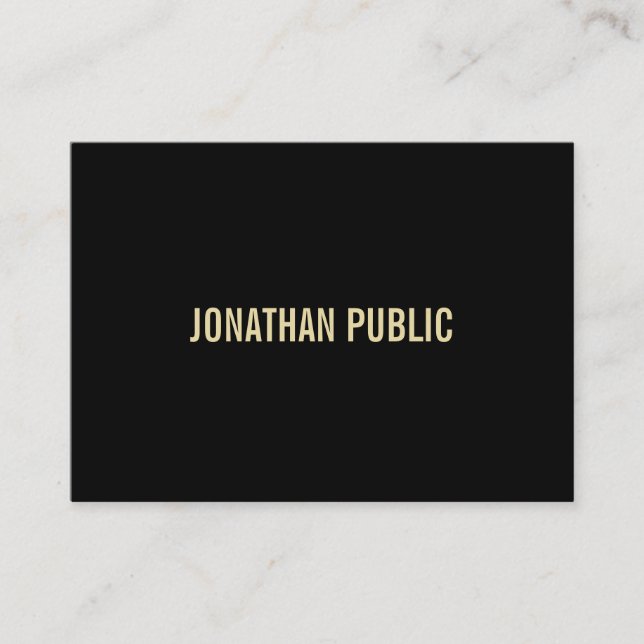 Elegant Modern Black Gold Text Professional Plain Business Card (Front)
