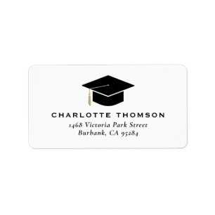 Elegant Modern Black Graduation Cap Gold Tassel Label