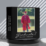 Elegant Modern Black Graduation Photo Album Binder<br><div class="desc">Elegant Modern Black Graduation Photo Album. Trendy white script on black background. Add your favourite photo and personalize it with your grad’s name,  class year and name of the school. Personalize the special message on the backside or erase it.</div>