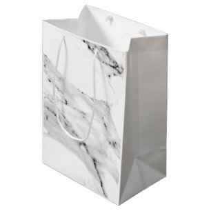 Elegant modern black grey white marble pattern  medium gift bag