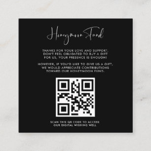 Elegant & Modern Black Honeymoon fund QR code Enclosure Card