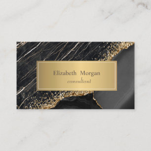 Elegant Modern Black Marble Gold Sequins Business Card