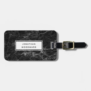 Elegant Modern Black Marble Personalized Luggage Tag