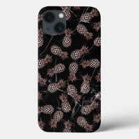 elegant modern black marble rose gold pineapple