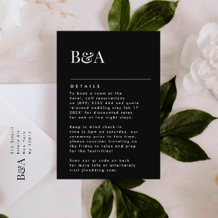 Elegant Modern Black Monogram Details Enclosure Card