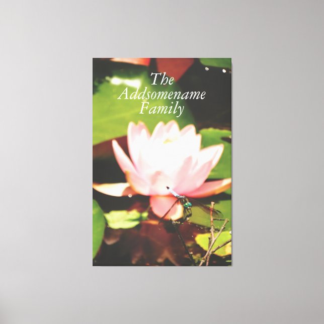 Elegant Modern Black Photo Family Floral Script Canvas Print (Front)