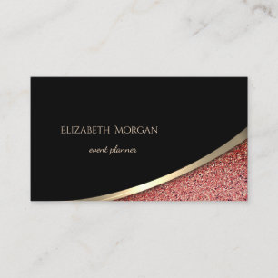 Elegant  Modern Black, Red Marble Business Card