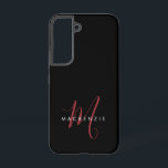 Elegant Modern Black Red Script Monogram Samsung Galaxy Case<br><div class="desc">Elegant Modern Black Red Script Monogram Phone Case.  An elegant red script monogram combined with a clean white san-serif font makes for a contemporary look.</div>