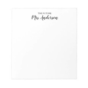 Elegant Modern Black Script Future Mrs Your Name Notepad