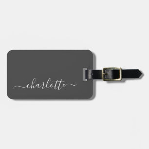 Elegant Modern Black Script Name Personalized Luggage Tag