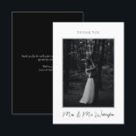 Elegant Modern Black Signature Script Wedding Thank You Card<br><div class="desc">Elegant and modern wedding thank you card with signature style calligraphy script for the couple's name or names, delicate frame around your image of choice and your personal message on the back. Personalize this luxurious thank you card with your own favourite wedding photo and text. All colours can be changed...</div>