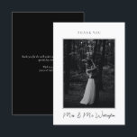 Elegant Modern Black Signature Script Wedding Thank You Card<br><div class="desc">Elegant and modern wedding thank you card with signature style calligraphy script for the couple's name or names, delicate frame around your image of choice and your personal message on the back. Personalize this luxurious thank you card with your own favourite wedding photo and text. All colours can be changed...</div>