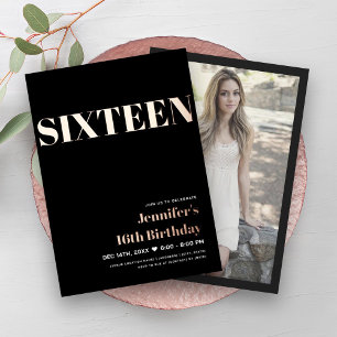 ELEGANT Modern Black Sweet 16 Typography 