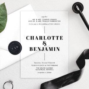 Elegant Modern Black Wedding Acrylic Invitations