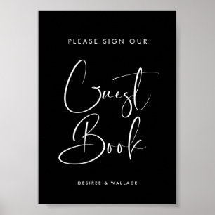 Elegant & Modern Black wedding Guestbook sign