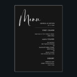 Elegant & modern black wedding menu<br><div class="desc">A modern typography and a classic black theme for your wedding stationery: choose this simple and elegant wedding suite. Fully customizable: you can change the background as well as the text colour as you like.</div>