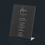 Elegant & modern black wedding menu pedestal sign<br><div class="desc">A modern typography and a classic black theme for your wedding stationery: choose this simple and elegant wedding suite. Fully customizable: you can change the background as well as the text colour as you like.</div>
