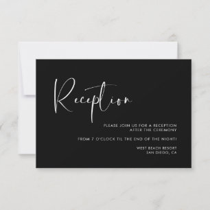 Elegant & modern black wedding reception invitation