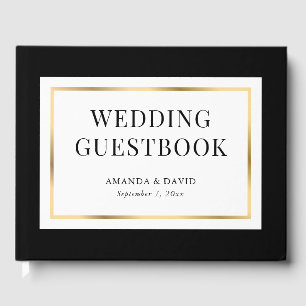Elegant Modern Black White and Gold Wedding Guest Book