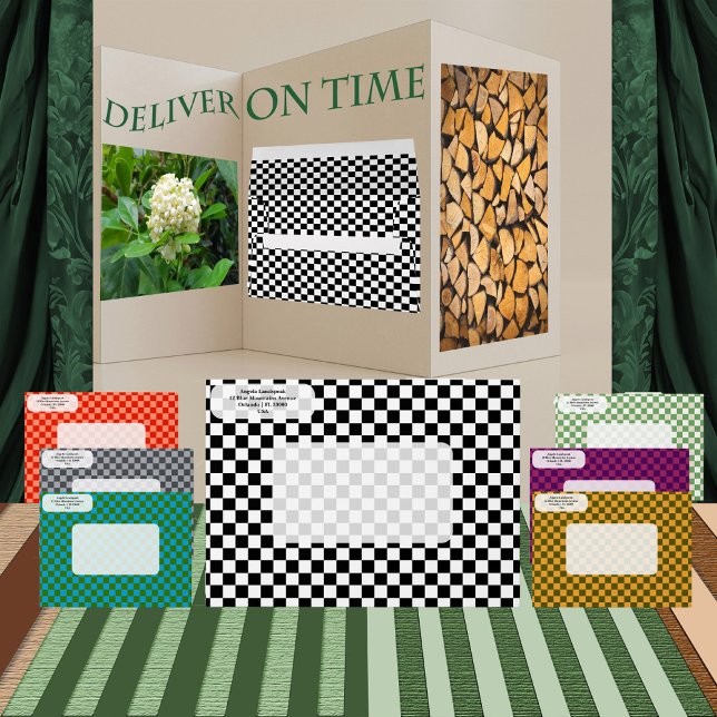 Elegant, Modern Black & White Chequered   Envelope (Creator Uploaded)