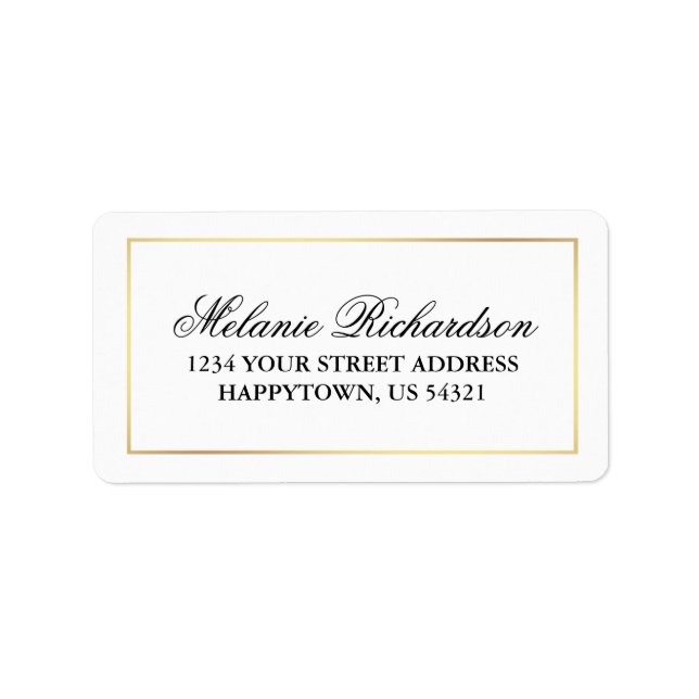 Elegant Modern Black White Gold Wedding Label (Front)