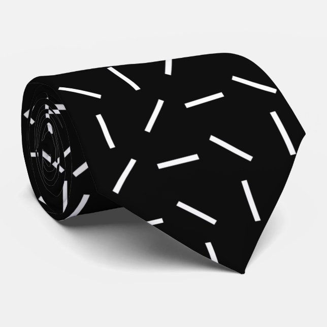 Elegant modern black white line pattern men tie (Rolled)