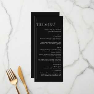 Elegant Modern Black & White Minimal Wedding Menu