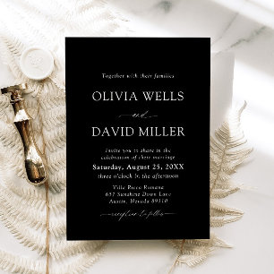 Elegant Modern Black & White Minimalist Wedding Invitation