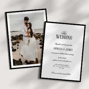 Elegant Modern Black & White Photo Wedding Invitation