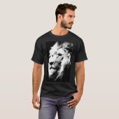 Elegant Modern Black White Pop Art Lion Head T-Shirt (Front Full)