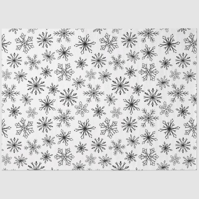 Elegant Modern Black White snowflakes Pattern  Tissue Paper (Front)