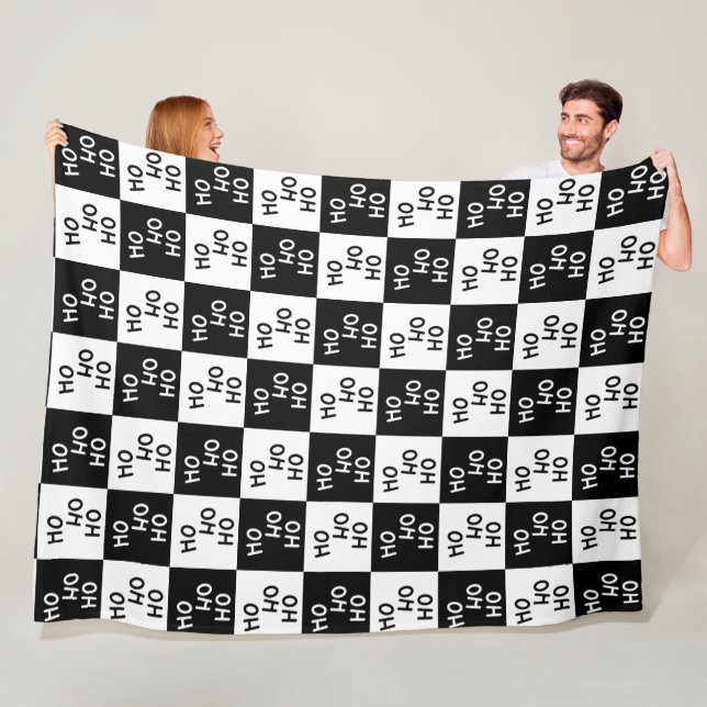 Elegant Modern Black White Typography Christmas Fleece Blanket (In Situ)