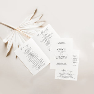 Elegant Modern Black & White Wedding Folder Program