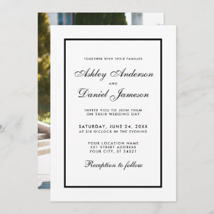 Elegant Modern Black & White Wedding Invite Photo