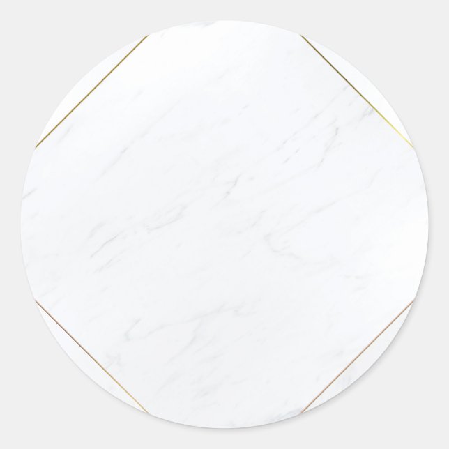 Elegant Modern Blank Template Marble Gold Frame Classic Round Sticker (Front)