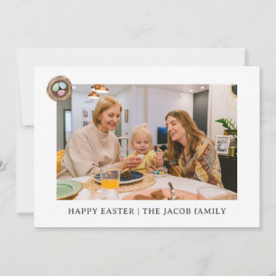 elegant Modern Blessing Easter family One photo Holiday Card