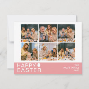 Elegant Modern Blessing Easter Family Six photo Holiday Card